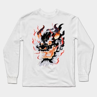 Smoking Traditional Oni Mask Long Sleeve T-Shirt